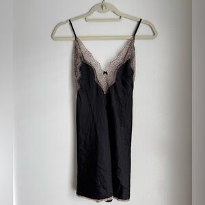 Victoria Secret - Elegant Black Lace Trim Slip Dress